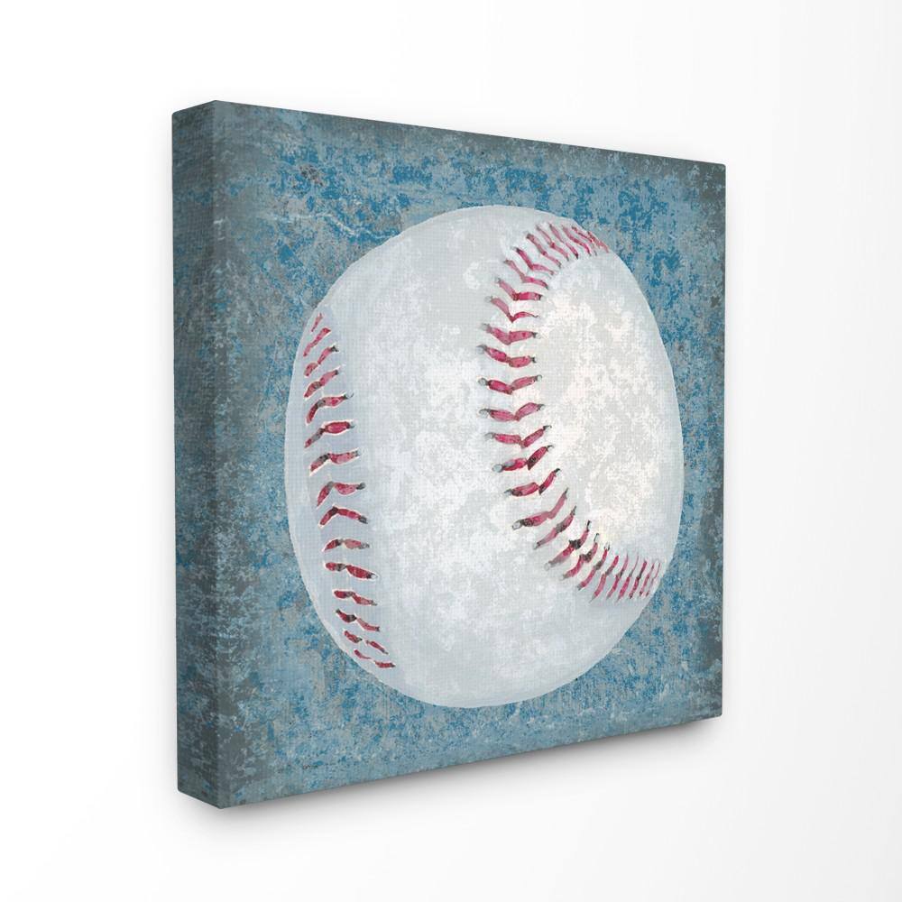 17 in. x 17 in. Grunge Sports Equipment Baseball by Studio W Printed C