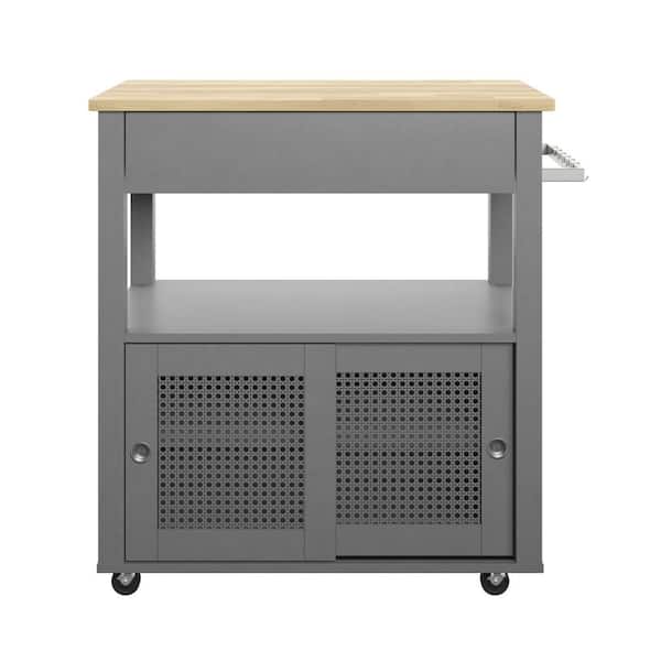 Twin Star Home Antique Gray Kitchen Cart KC321PG22 The Home Depot