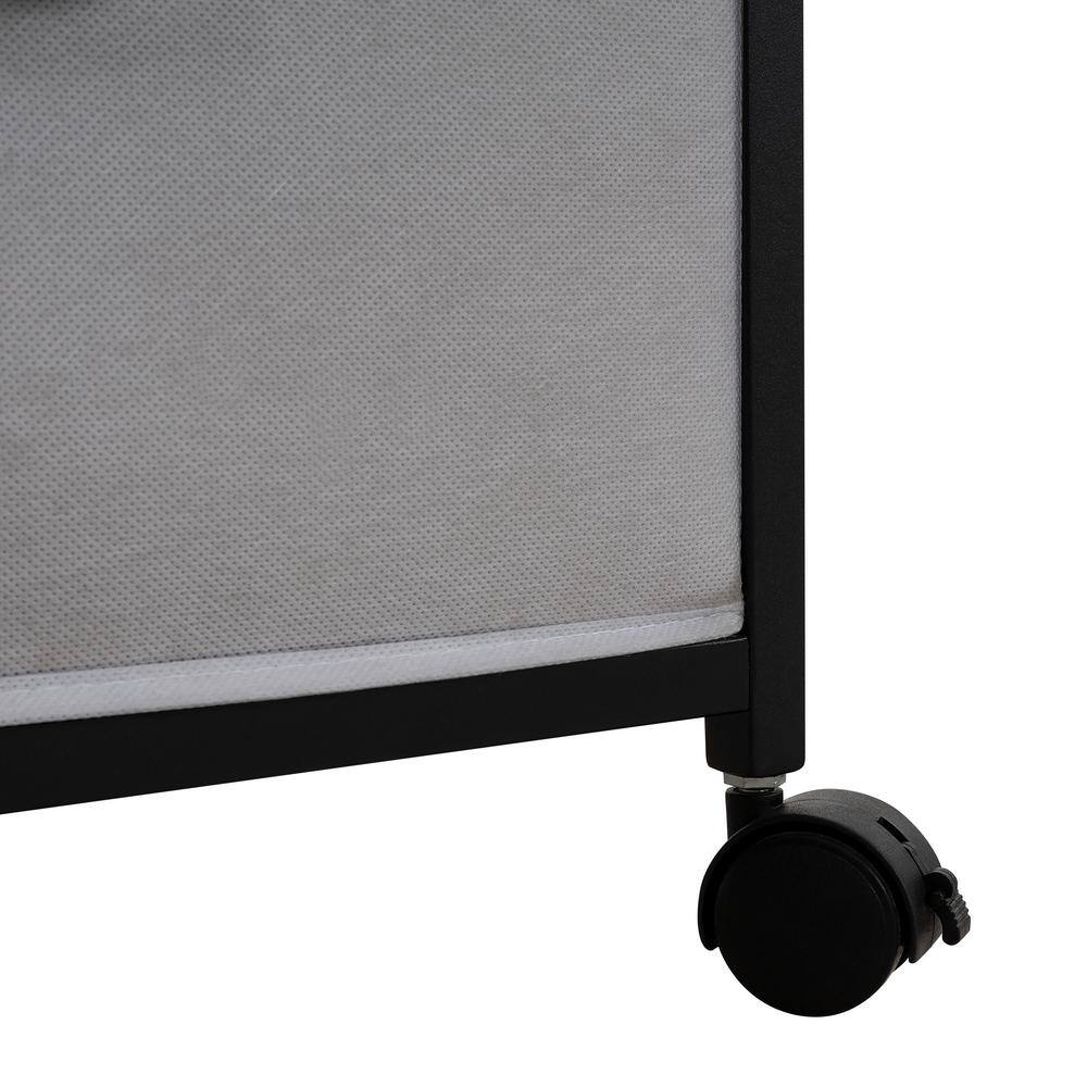 Gray Metal and Wood Rolling 2-Drawer Nightstand