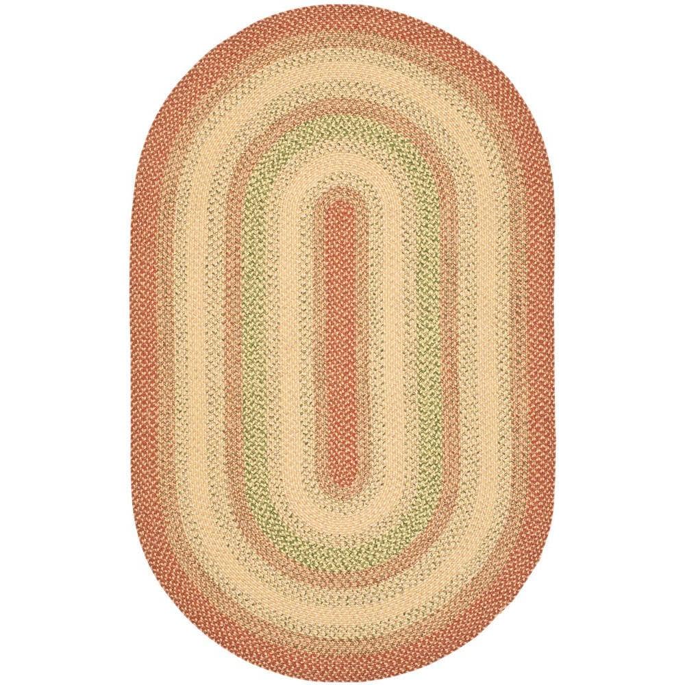 Braided Rust/Multi Doormat 3 ft. x 5 ft. Oval Border Area Rug price history on PriceWatchPro