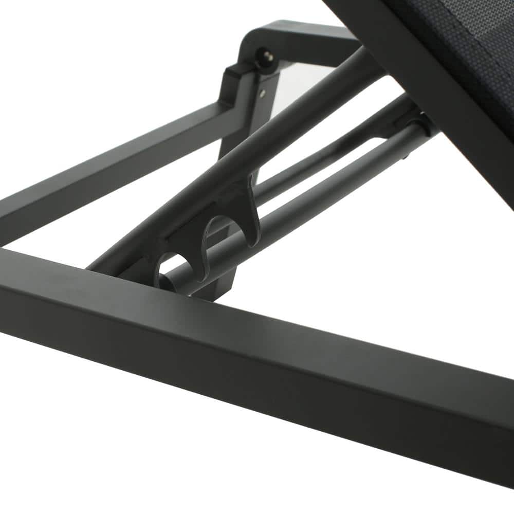 Black Aluminum Adjustable Outdoor Folding Chaise Lounge Set