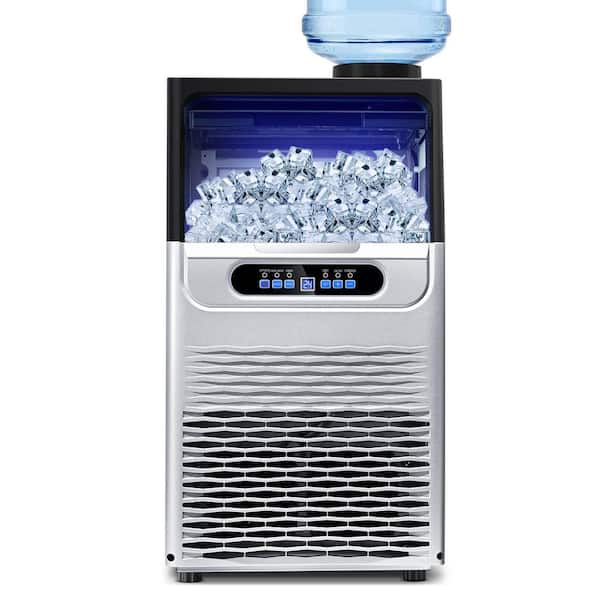 90LB. Commercial Ice Maker in Stainless Steel, Self-Cleaning, Scoop, Ideal for Home Bar Offices
