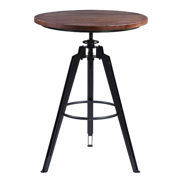Armen Living Tribeca Grey Industrial Finish with Ash Wood Tabletop Pub Table