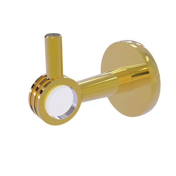 Allied Brass Clearview Collection J-Hook Robe/Towel Hook with Dotted Accents in Polished Brass