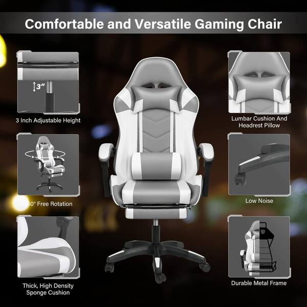 Black Leather Gaming Chair with Footrest Big and Tall Gamer Chair Office  Executive Chair HD-GT901-BLACK - The Home Depot