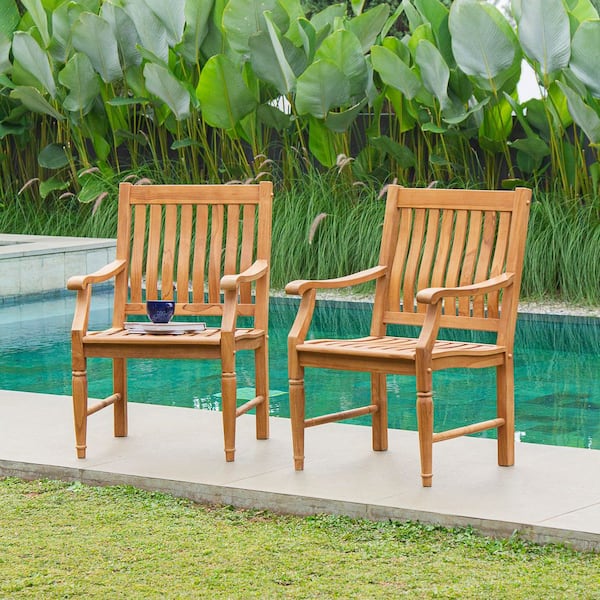 Cambridge Casual Livingston 2-piece Teak Wood Outdoor Dining Chairs