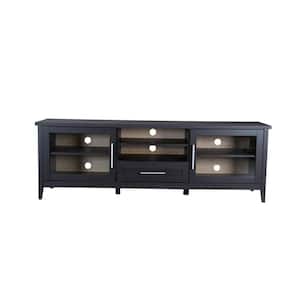 Baxton 71 in. Dark Brown Wood TV Stand with 1 Drawer Fits TVs Up to 35 in. with Storage Doors