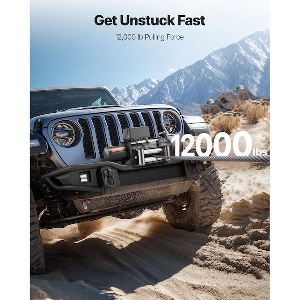 Electric Winch 12-Volt DC Truck Winch, Φ7/20 in. x 85 ft. Steel Rope, Wireless and Wired Remote 12000 lbs. Load Capacity