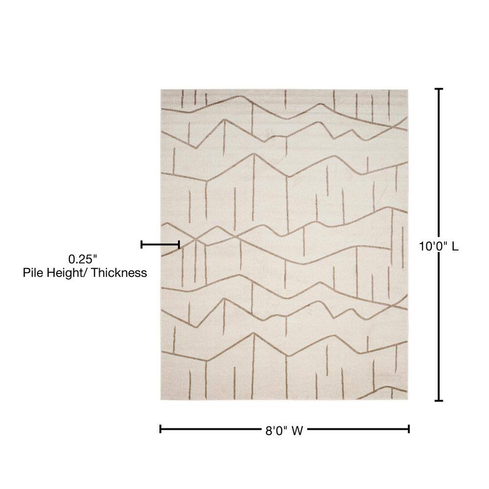 Ivory Geometric Easy-Care 8' x 10' Synthetic Area Rug