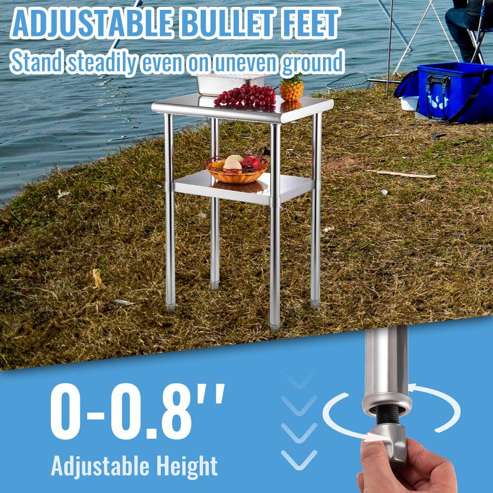 VEVOR 36" Stainless Steel Prep Table with Adjustable Undershelf