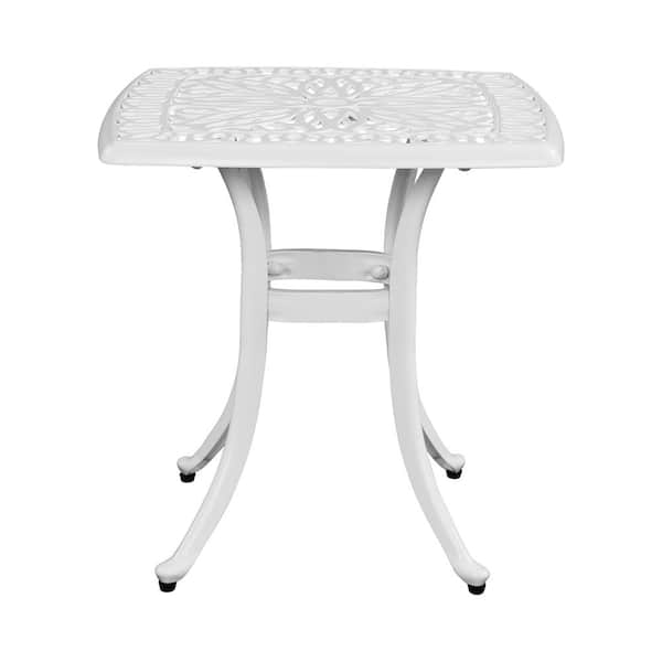 Karl home White Square Aluminum Outdoor Side Table