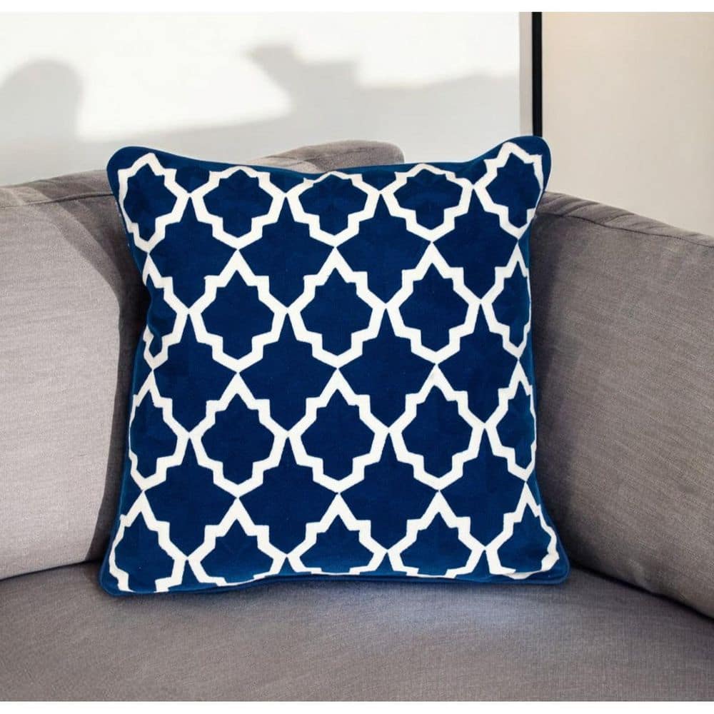 Blue, White Geometric Polyester 18 in. x 18 in. Throw Pillow price history on PriceWatchPro