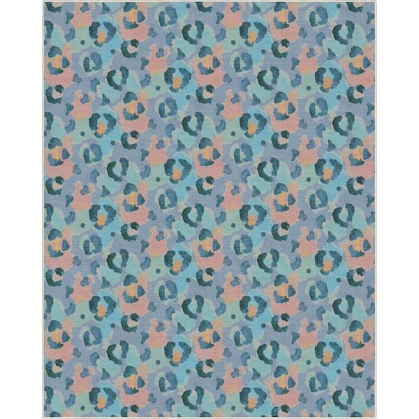 Well Woven Blue Coral 9 ft. 10 in. x 13 ft. Animal Prints Leopard Contemporary Pattern Area Rug
