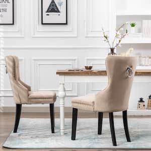 Brooklyn Taupe Tufted Velvet Dining Side Chair (Set of 2)