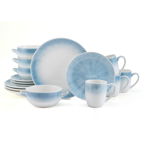 Logan 16-Piece Blue Ombre Stoneware Dinnerware Set, Service For 4