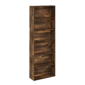 Jaya 71.06 in. Tall Amber Pine Wood 6-Shelf Standard Bookcase