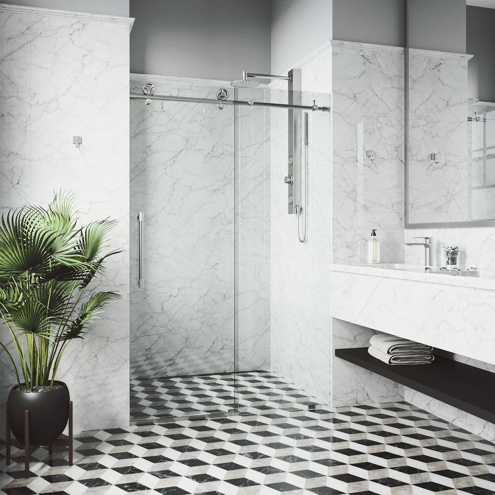 Cass 72" Frameless Sliding Shower Door with Clear Glass