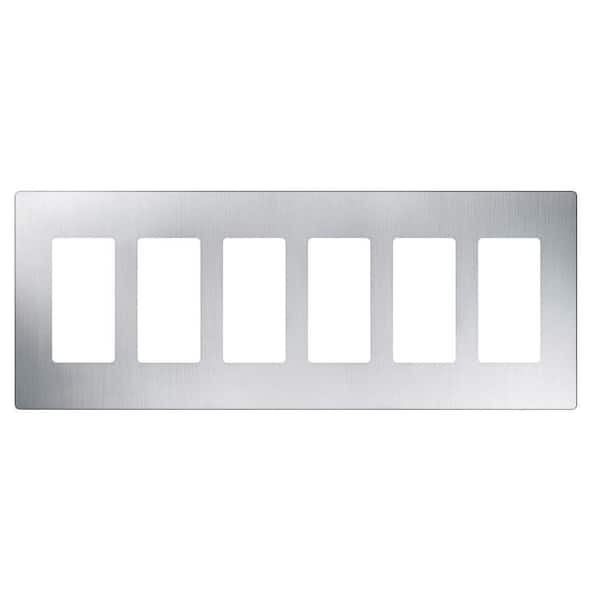 Lutron Claro 6 Gang Wall Plate for Decorator/Rocker Switches, Stainless Steel (CW-6-SS) (1-Pack)