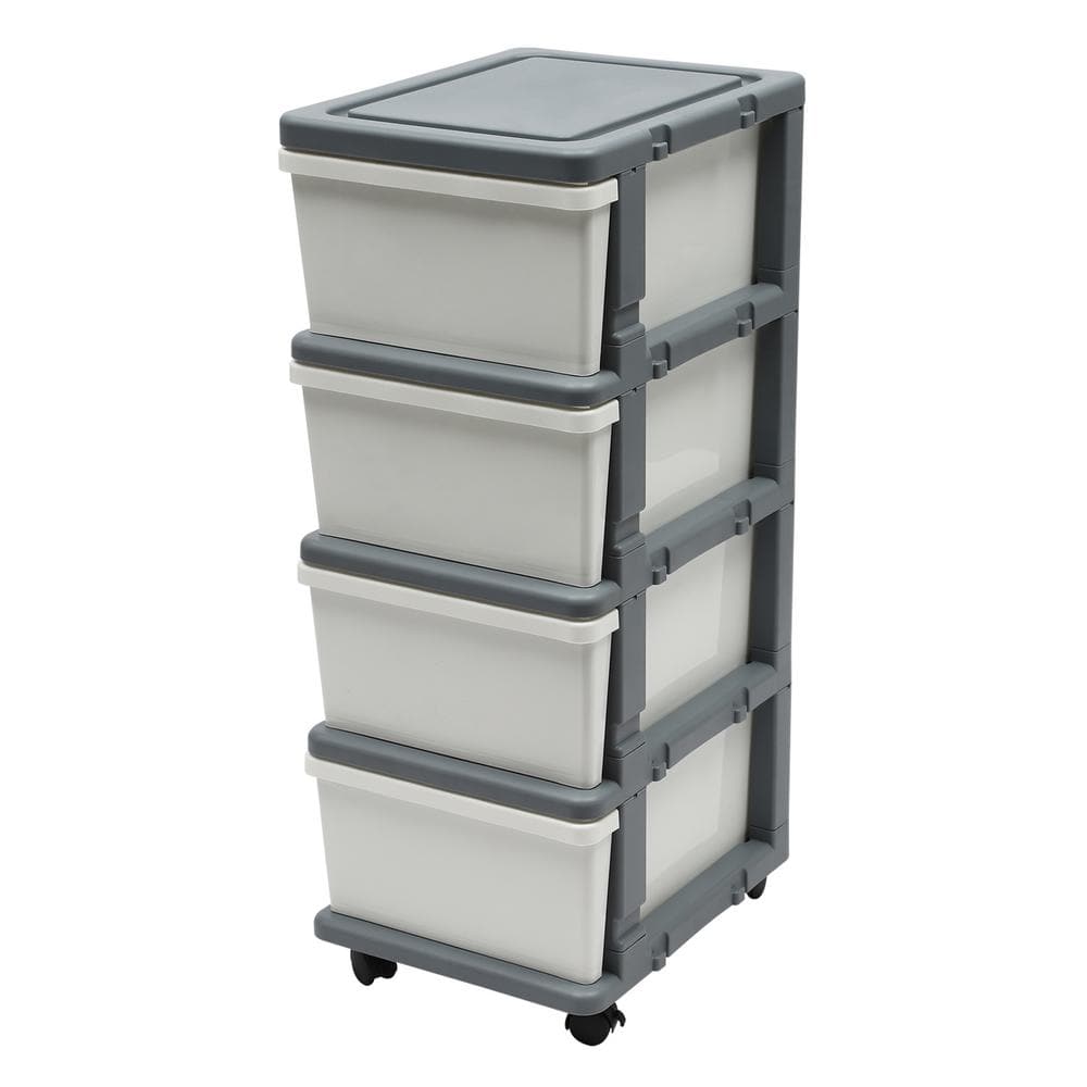 13.3 in. W x 34.5 in. H x 16.5 in. D 4-Drawer Organizer Shelves Freestanding Cabinet in Grey and White price history on PriceWatchPro