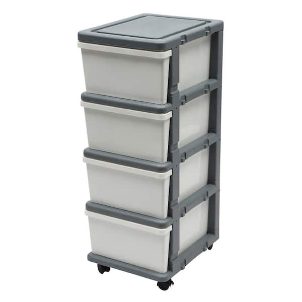 YIYIBYUS 13.3 in. W x 34.5 in. H x 16.5 in. D 4-Drawer Organizer Shelves Freestanding Cabinet in Grey and White