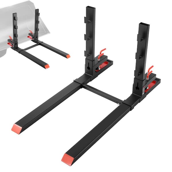 Pallet Forks, 4000 lbs. Clamp on Pallet Forks, 60 in. Total Length Heavy-Duty Tractor Fork with Anti-Tilt Bar, Black