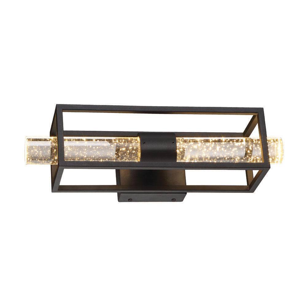 Aloft Black LED Wall Sconce with Clear Seedy Glass