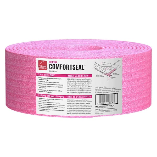 ProPink ComfortSeal 3-1/2 in. x 50 ft. Multi-Use Ridged Sill Plate Gasket