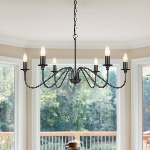 Maxax Boise 6-Light Black Candlestick Chandelier 9004-6BK