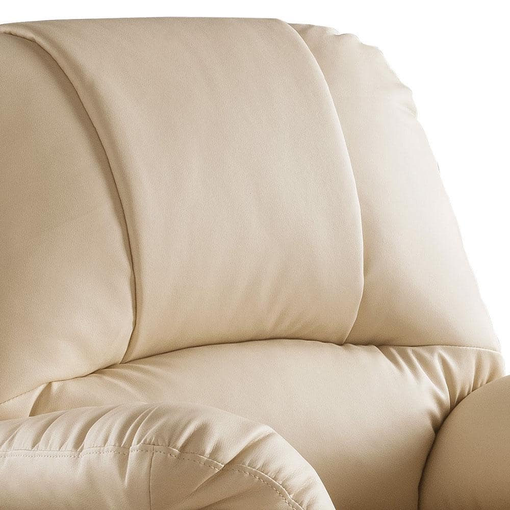 Luxurious Beige Faux Leather Massage Recliner with Power Lift