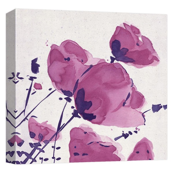 PTM Images ''Magenta Aqua Flower'' Canvas Abstract Wall Art 15 in. x 15 in.