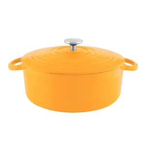 7 qt. Round Enameled Cast Iron Dutch Oven in Marigold with Lid
