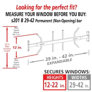 Fixed 29 in. to 42 in. Adjustable Width 1-Bar Window Guard - White