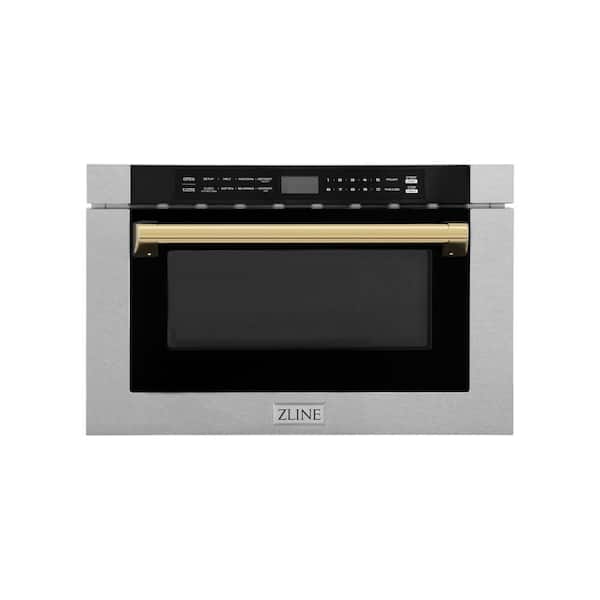 ZLINE Kitchen and Bath Autograph Edition 24 in. Built-In Microwave Drawer in Fingerprint Resistant Stainless & Traditional Polished Gold Handle
