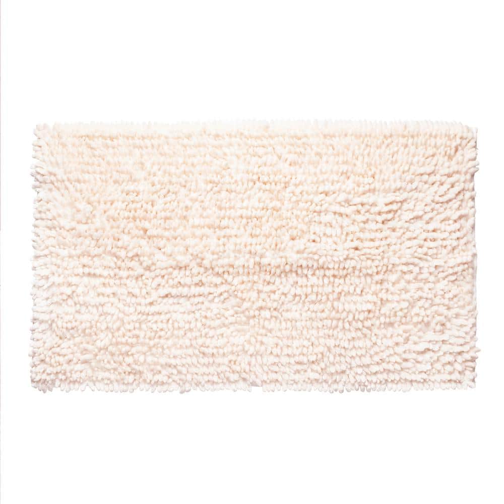 Laura Ashley Butter Chenille 17 in. x 24 in. Bath Mat in Ivory ...
