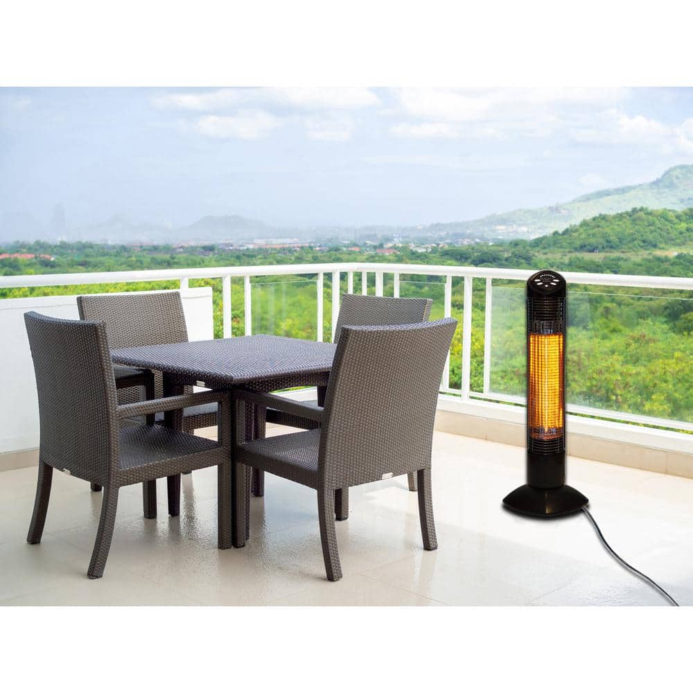 Freestanding Black Infrared Electric Outdoor Heater with Remote