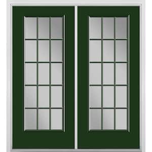 72 in. x 80 in. Conifer Steel Prehung Right-Hand Inswing 15-Lite Clear Glass Patio Door in Vinyl Frame with Brickmold