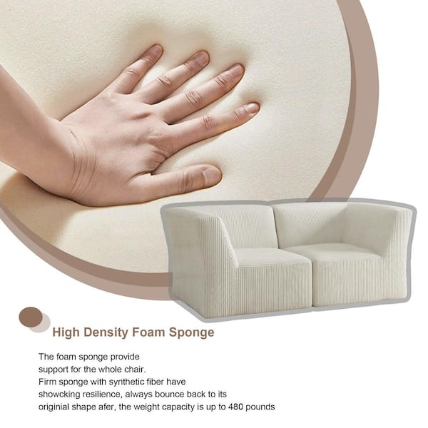Uixe 71.52 in. Modern Square Arm Corduroy Upholstered