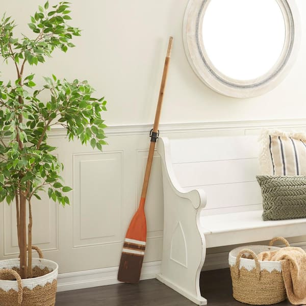 6 in. x 61 in. Wood Brown Novelty Canoe Oar Paddle Wall Decor with Arrow and Stripe Patterns
