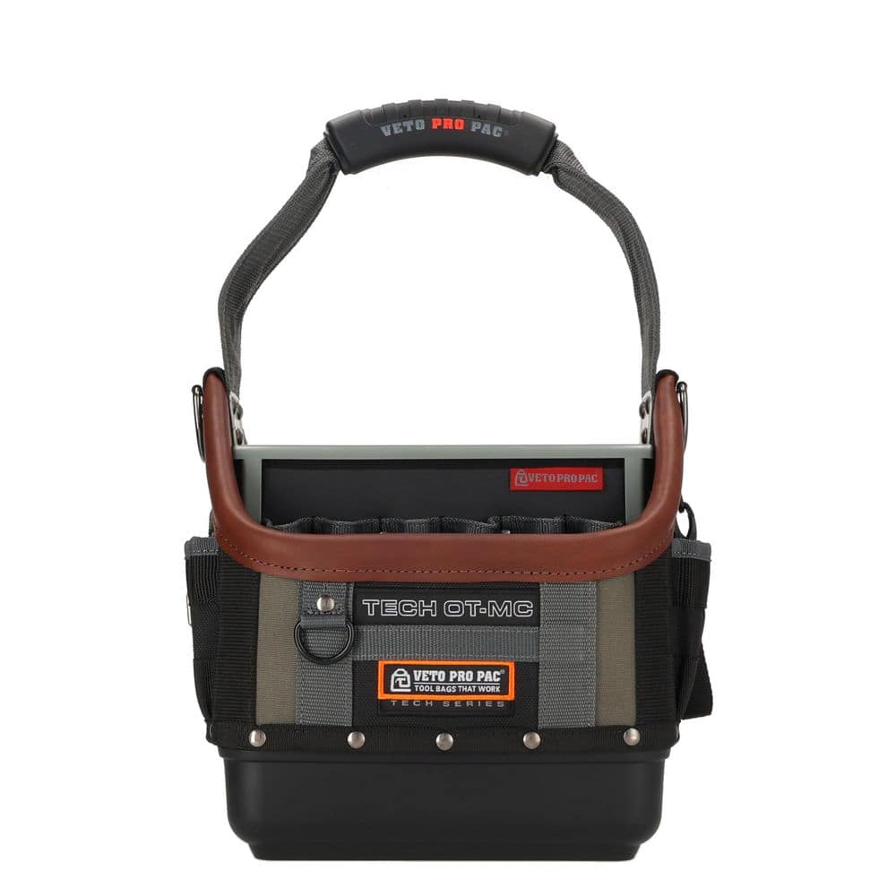 Compact Black and Gray Nylon Tool Tote with Multiple Pockets