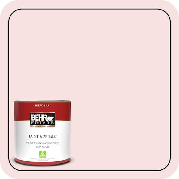 BEHR PREMIUM PLUS 1 qt. #140A-1 Strawberry Yogurt Flat Low Odor Interior Paint & Primer