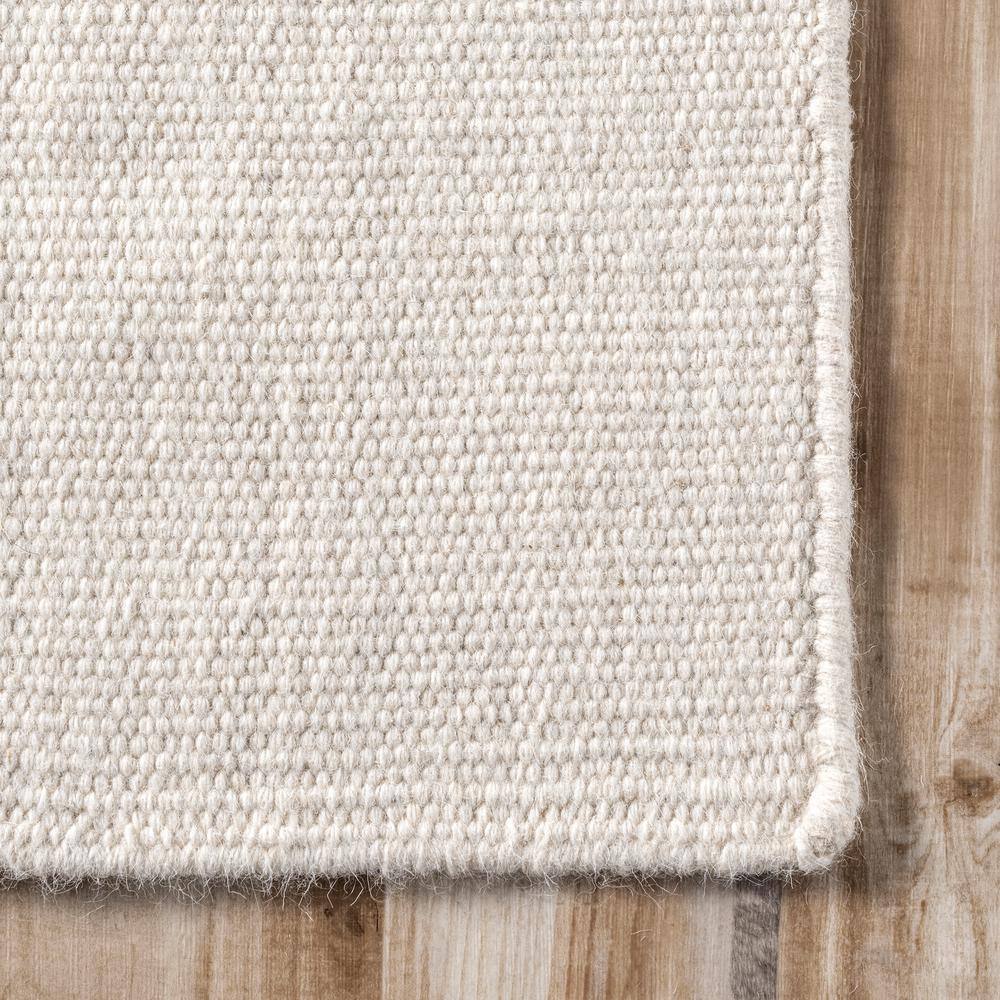 Ivory and Gray Wool Flat Woven Striped 8' x 10' Area Rug