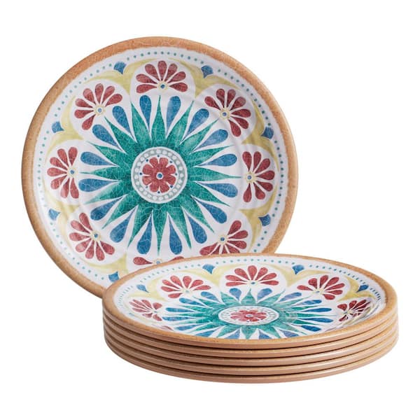 Home Decorators Collection Azria Melamine Salad Plates in Multicolor Medallion (Set of 6)