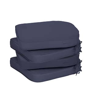 20 in. x 19 in. Rectangle Outdoor Dining Chair Seat Cushion Pads with Ties and Zipper in Navy Blue (4-Pack)