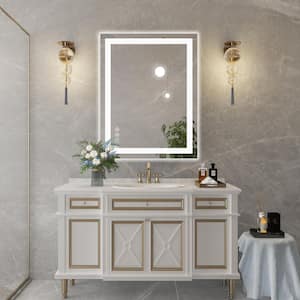 36 in. W x 28 in. H Rectangular Tempered Glass Frameless Anti-Fog Dimmable Wall Mounted Bathroom Vanity Mirror