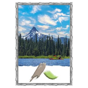 Scratched Wave Opening Size 24 in. x 36 in. Chrome Picture Frame