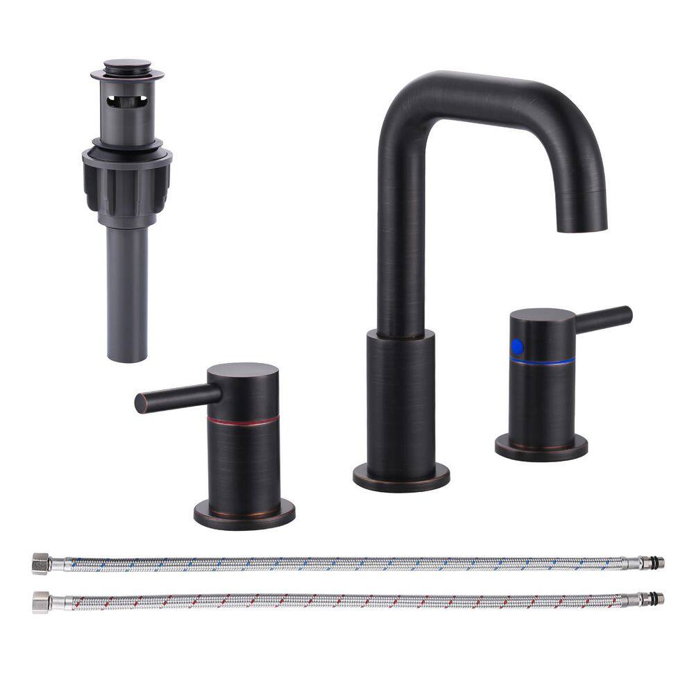 8 in. Widespread Double Handle Bathroom Sink Faucet with Pop-up Drain and Supply Lines in Oil Rubbed Bronze price history on PriceWatchPro