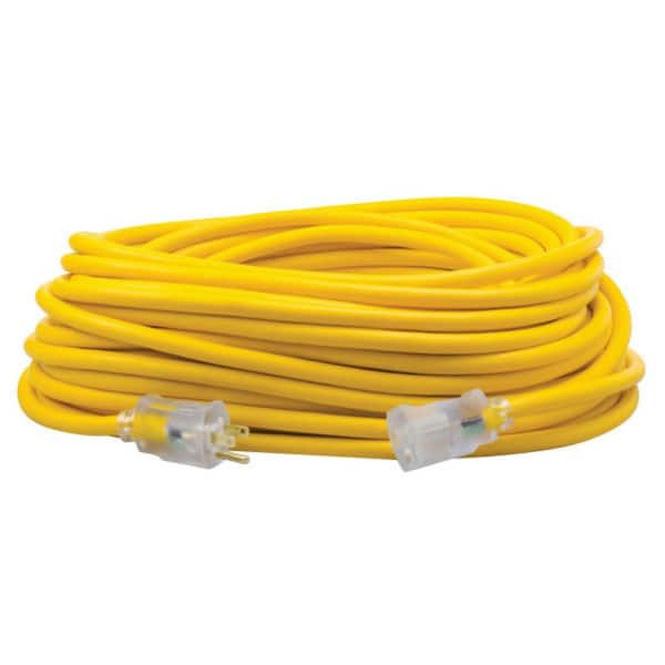 100 ft. 12/3 SJEOW Outdoor Heavy-Duty T-Prene Extension Cord with Power Light Plug