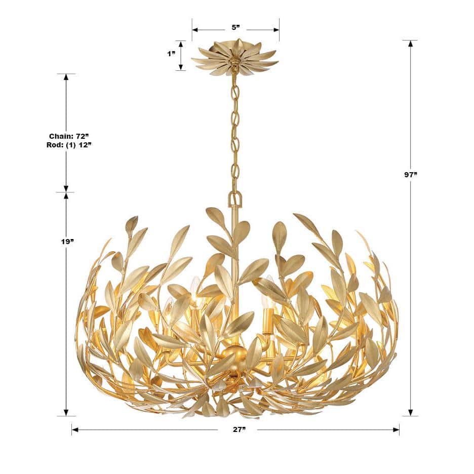 Antique Gold 6-Light Chandelier with Crystal Accents