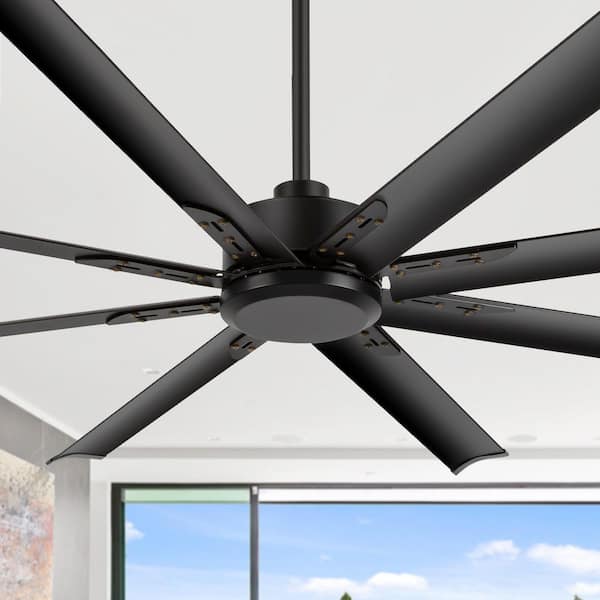 Sawyer 72 in. Windmill Black Ceiling Fan with Remote, Downrod and Black Blade Included No Light