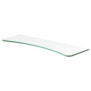 GLASSLINE 31.5 in. x 9.8 in. x 0.31 in. Clear Concave Glass Decorative Wall Shelf without Brackets
